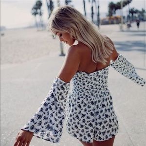 Blue Life Smocked Off The Shoulder Romper